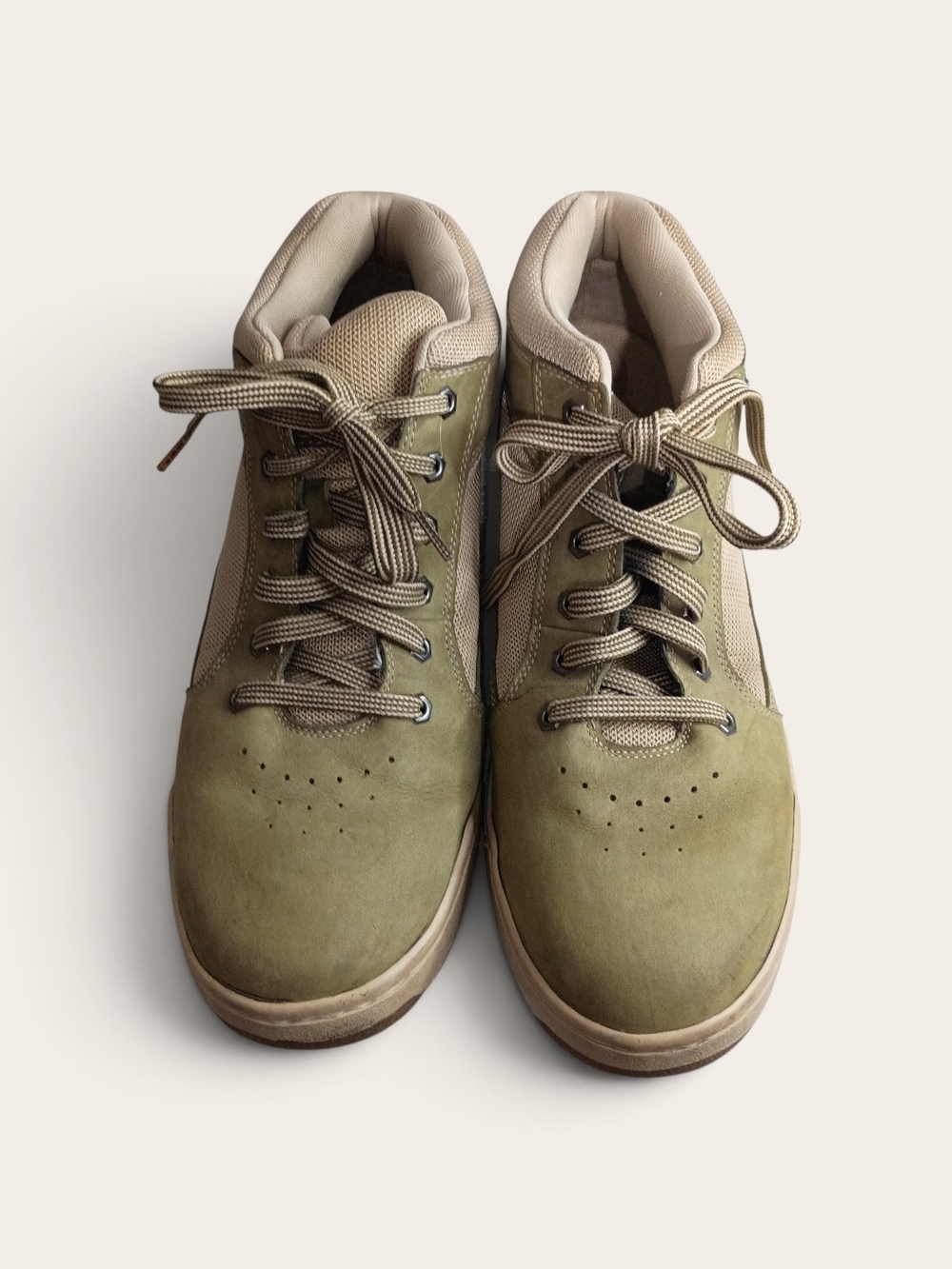 Timberland Olive Green and Beige Men's Casual Lace-Up Sneakers